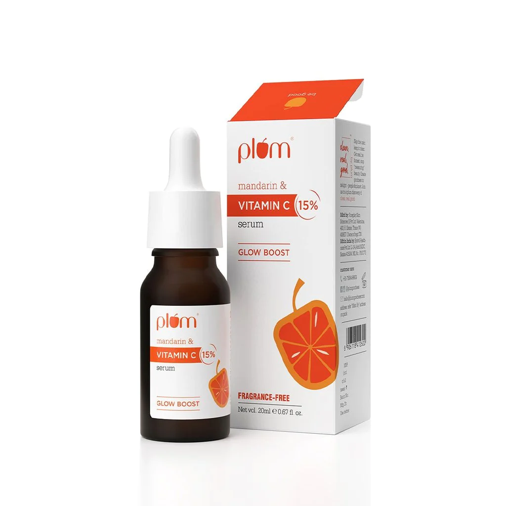 Plum Vitamin C serum 15 percent vitamin c face serum dark spot corrector skin brightening mandarin extract glow boosting