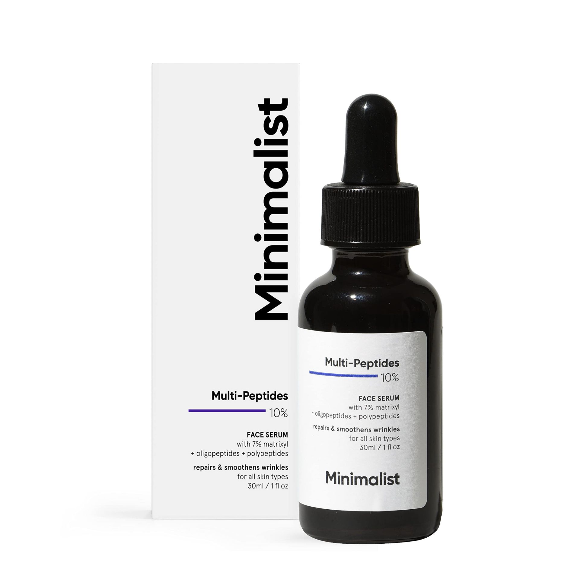 Minimalist peptide serum multi peptides 10 percent anti aging serum firming collagen boosting fine lines