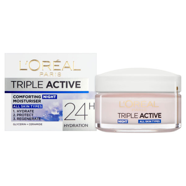 L'Oréal Triple Active day moisturiser normal to combination skin hydrating face cream UV protection moisturiser