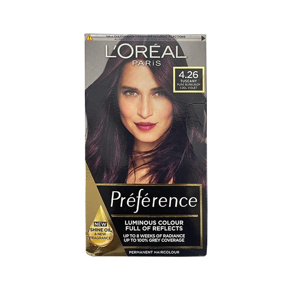 L'Oréal Préférence 4.26 burgundy hair dye cool violet hair color permanent hair dye grey coverage hair color