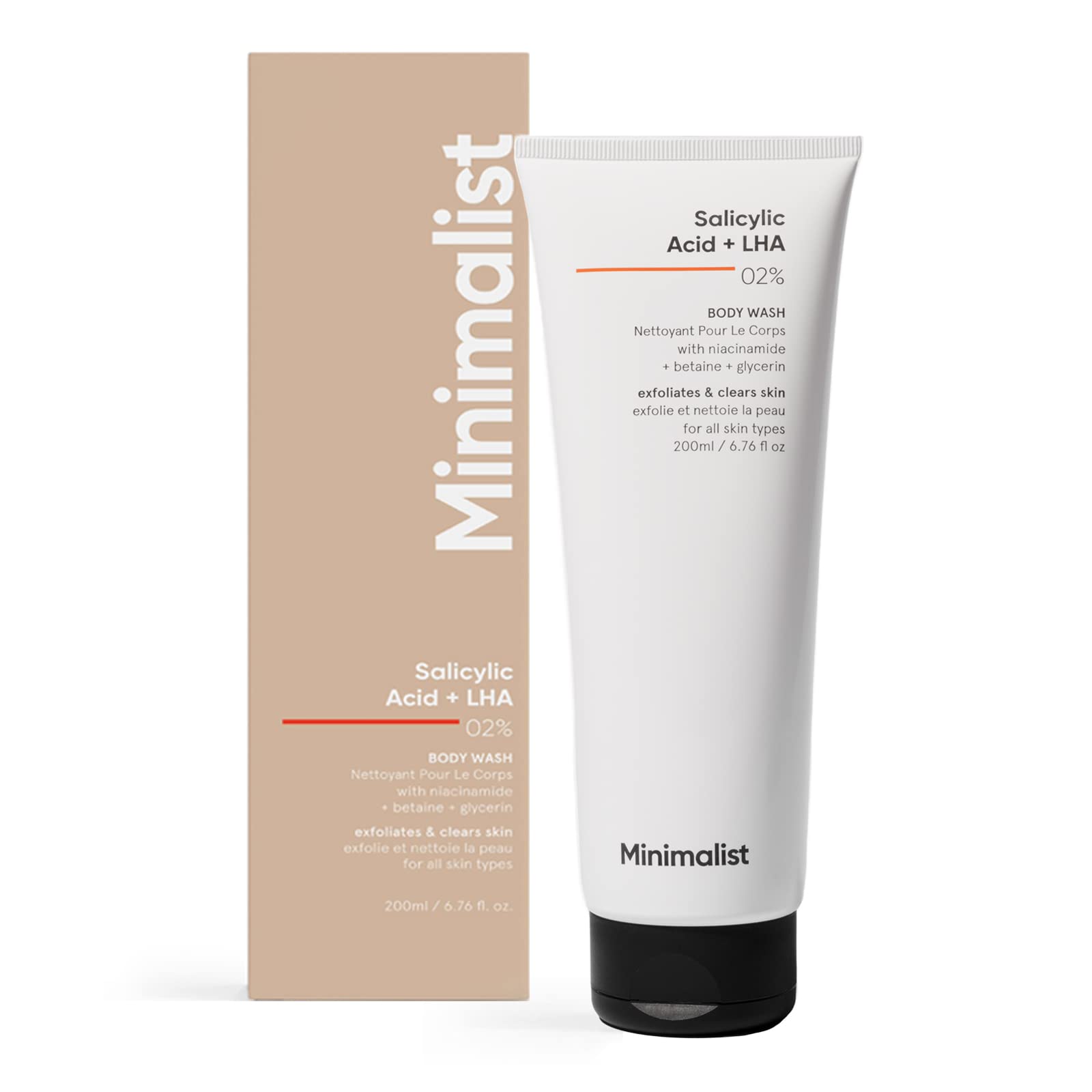 Minimalist Salicylic Acid LHA Body Wash exfoliating body wash body acne treatment gentle cleanser