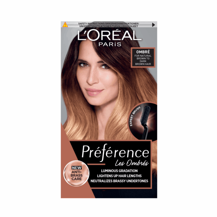 ombre hair dye L'Oréal Préférence natural brown to dark brown at-home hair color ombre hair kit