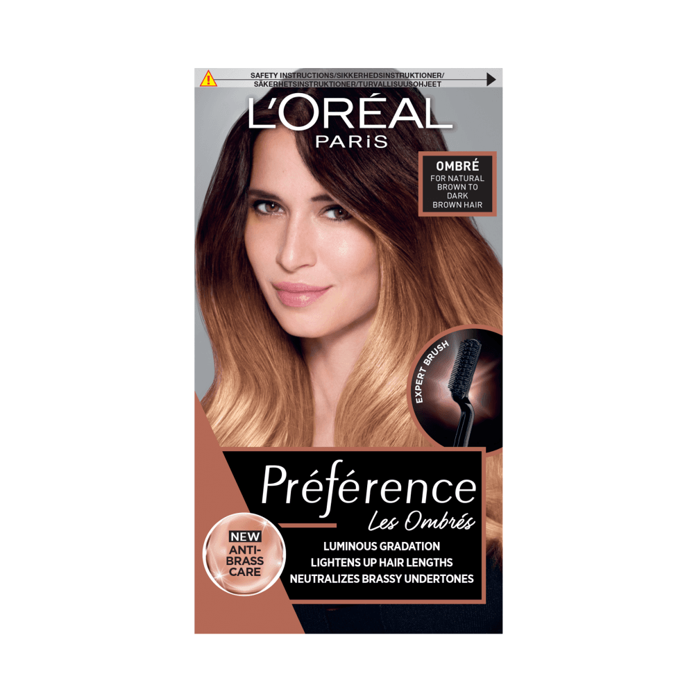 ombre hair dye L'Oréal Préférence natural brown to dark brown at-home hair color ombre hair kit