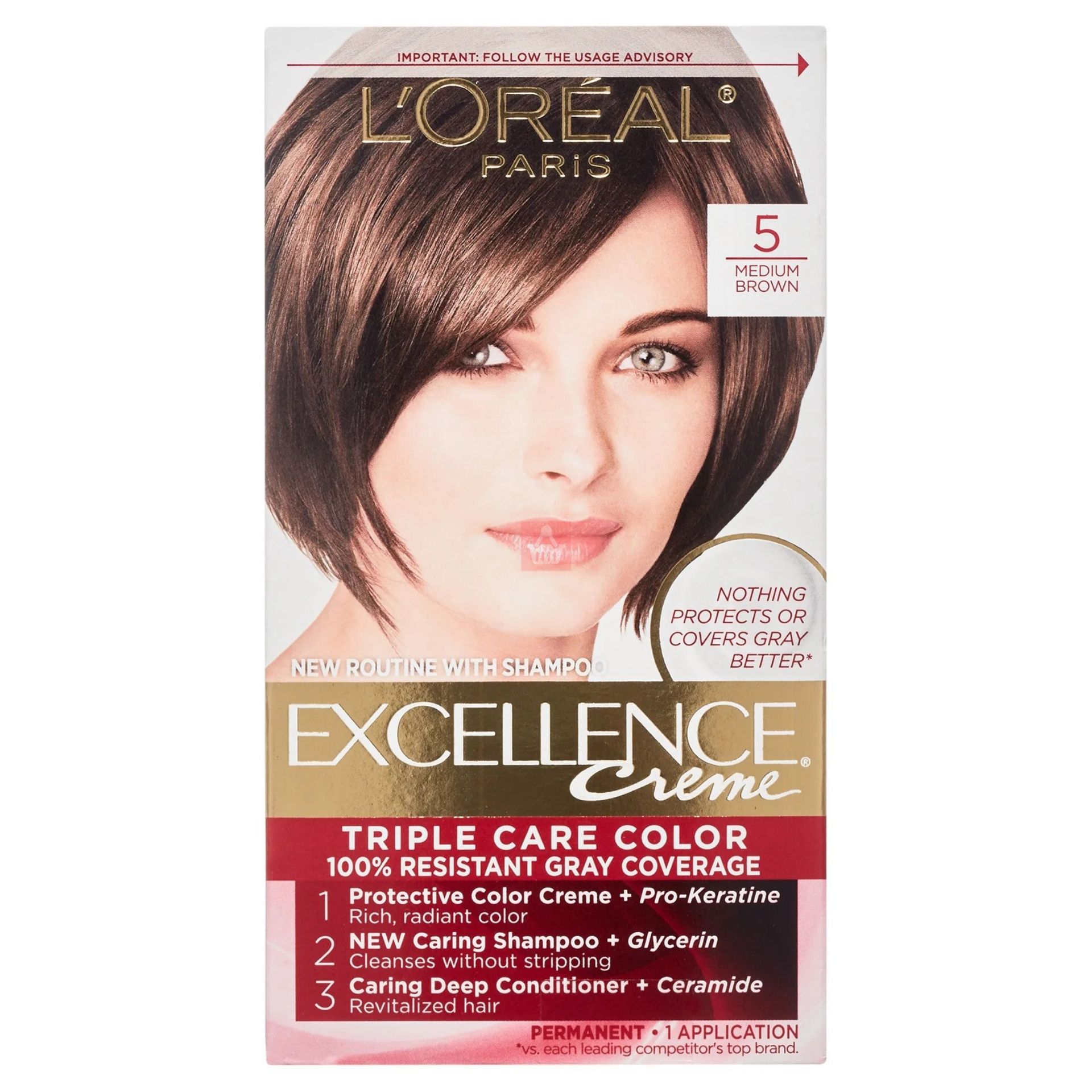 loreal hair color medium brown permanent hair dye gray coverage triple protection hair color