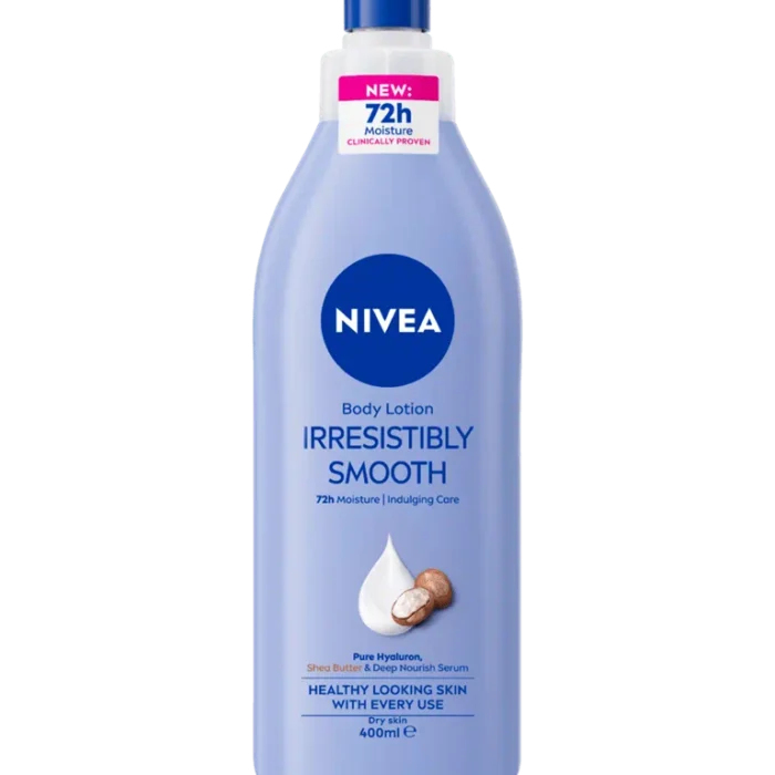 NIVEA Irresistibly Smooth Body Lotion Shea Butter Hyaluron 72-hour hydration dry skin moisturizer
