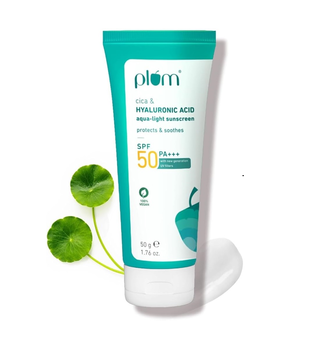 Plum Cica Hyaluronic Acid sunscreen SPF 50 PA+++ lightweight non-sticky broad-spectrum protection hydration