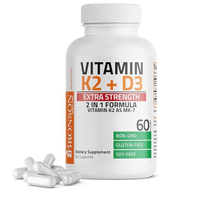 vitamin k2 mk7 vitamin d3 supplement bone support heart health bronson k2 d3 extra strength