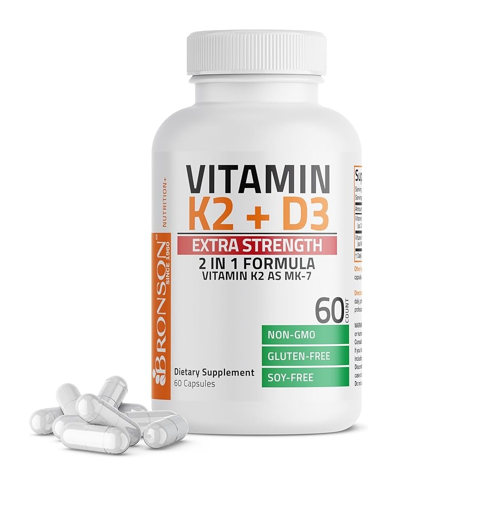 vitamin k2 mk7 vitamin d3 supplement bone support heart health bronson k2 d3 extra strength