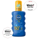 NIVEA Sun Kids Protect & Care SPF 50+ coloured spray children's sunscreen UVA UVB protection water-resistant moisturizing sunblock