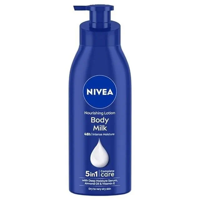 NIVEA Body Milk Nourishing Lotion almond oil vitamin E 48-hour hydration dry skin moisturizer