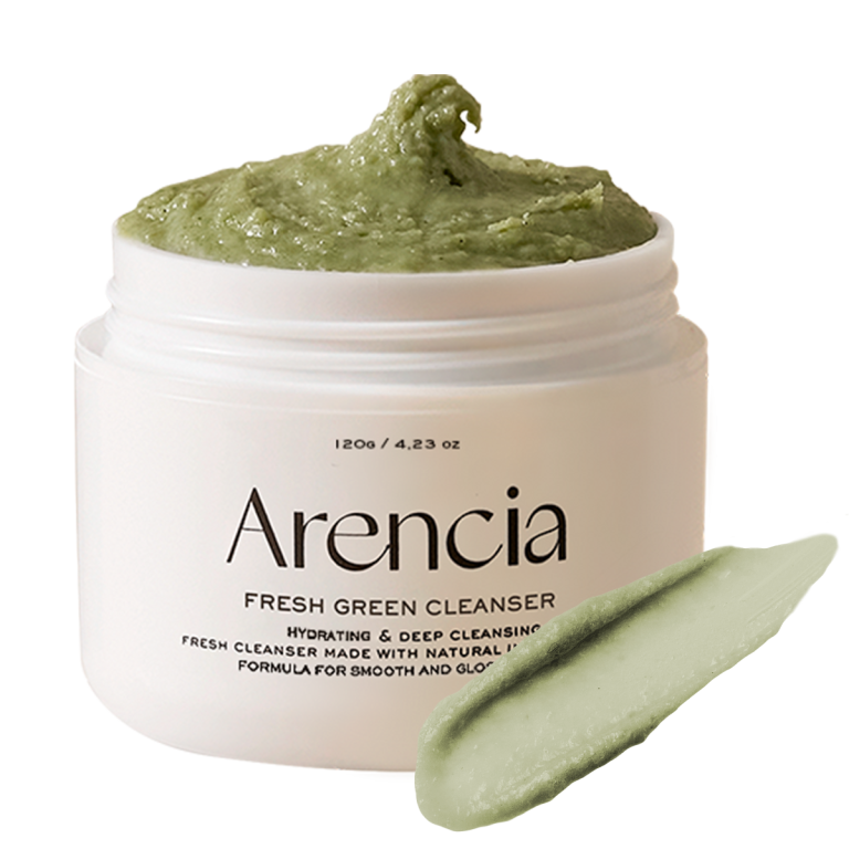 Arencia Fresh Green Cleanser is a mochi-like texture formulated with rice water and powder to remove dirt and impurities and deeply clean pores