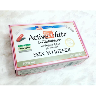 Active White L-Glutathione Skin Whitener 1000mg skin whitening glutathione capsules brightening skin health antioxidant