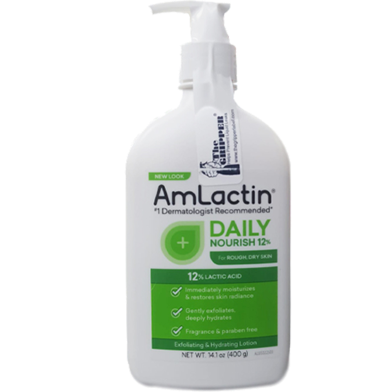 AmLactin Daily Moisturizing Lotion lactic acid body lotion dry skin treatment rough skin exfoliator keratosis pilaris lotion
