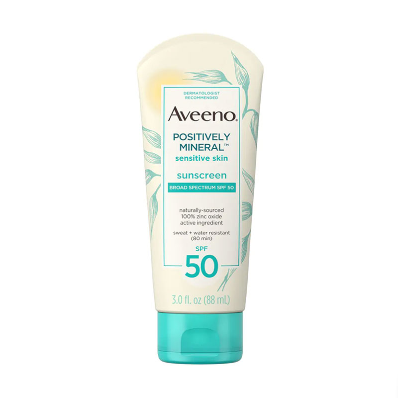Aveeno Positively Mineral Sunscreen For Sensitive Skin SPF 50 (88ml)