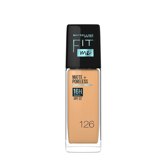 Maybelline Fit Me Matte Poreless Foundation 126 Light Pecan oil control medium coverage SPF 22