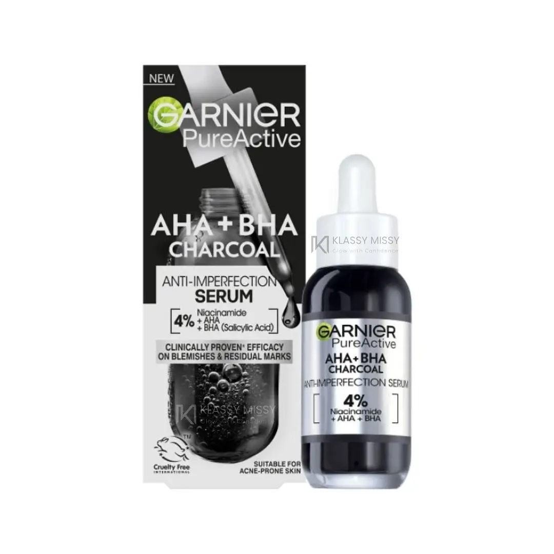 anti blemish serum charcoal serum AHA BHA skincare oily skin clear pores
