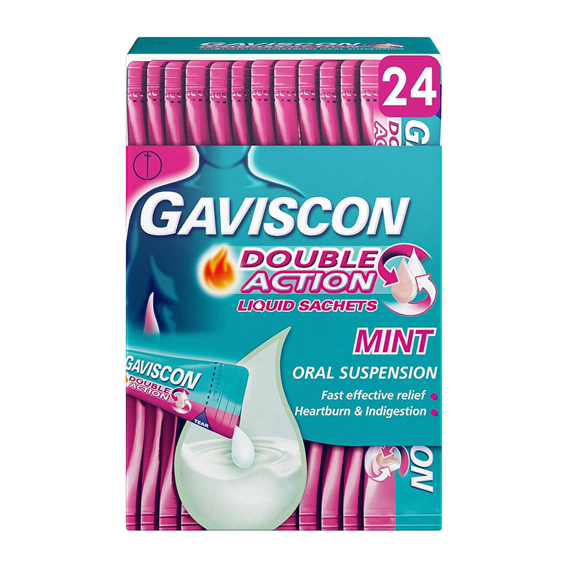 Gaviscon Double Action Liquid Sachets 24 X 10ml Mint Flavor