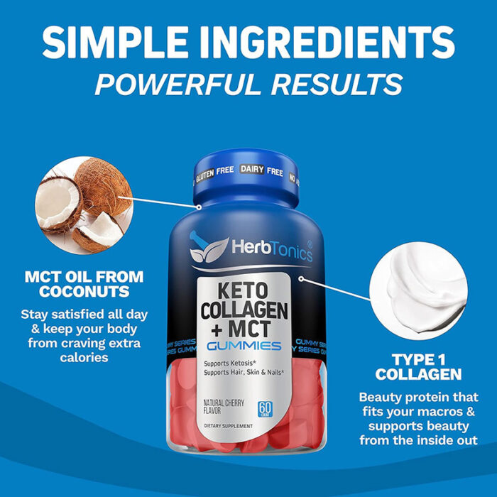 keto collagen gummies MCT oil gummies sugar free keto supplement hair skin nails support energy boost gummies gluten free keto non GMO collagen