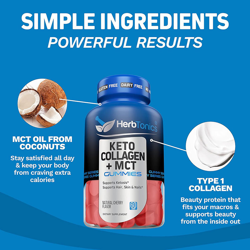 keto collagen gummies MCT oil gummies sugar free keto supplement hair skin nails support energy boost gummies gluten free keto non GMO collagen