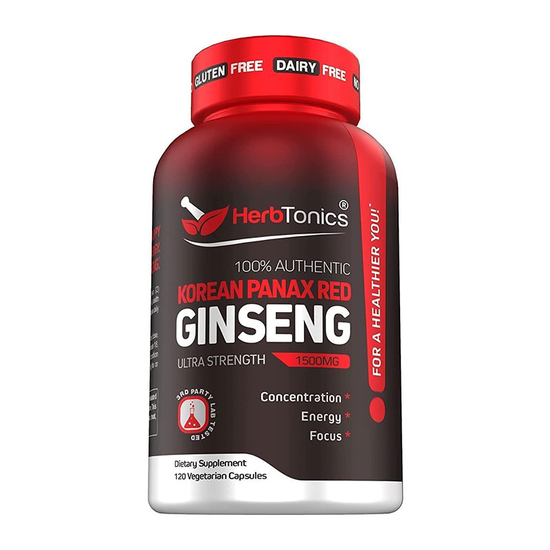 Korean Red Ginseng Panax Ginseng supplement energy support capsules mental clarity booster vegan ginseng supplement adaptogenic herbs immune support ginseng