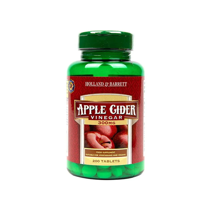 apple cider vinegar tablets Holland & Barrett supplement 300mg apple cider vinegar taste-free vinegar alternative vegan apple cider vinegar natural health supplement daily wellness support