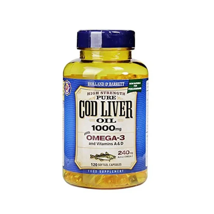 cod liver oil supplement omega-3 fatty acids vitamin A and D heart health support brain function supplement vision health capsules immune system booster