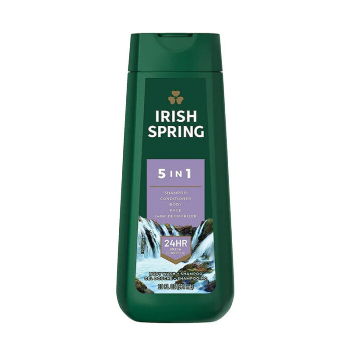 Irish Spring 5 in 1 shampoo conditioner body wash face wash deodorizer men's grooming