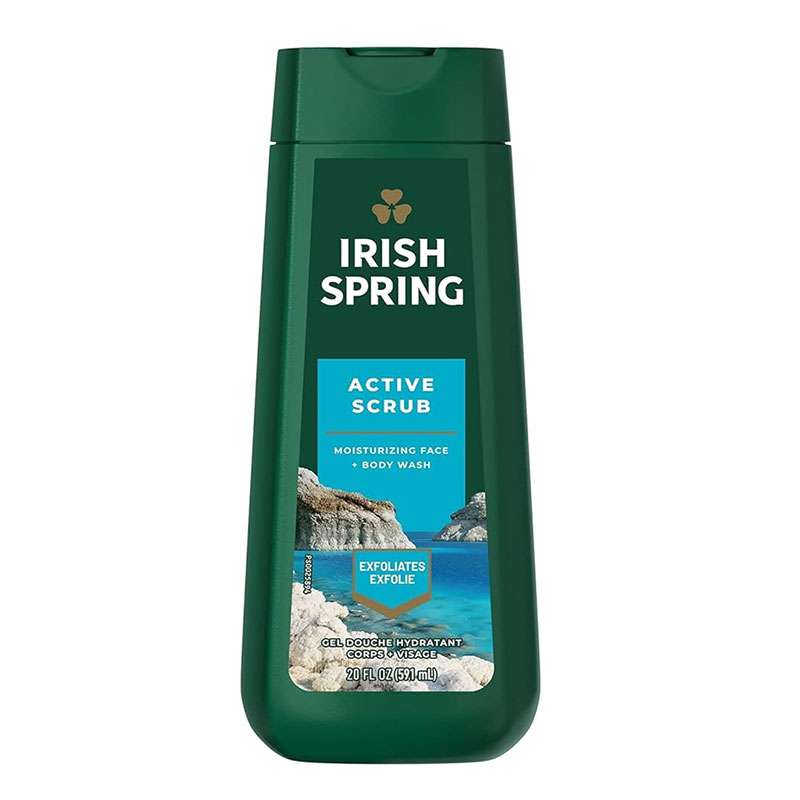 Irish Spring Active Scrub body wash face wash exfoliating 24-hour freshness men's skincare