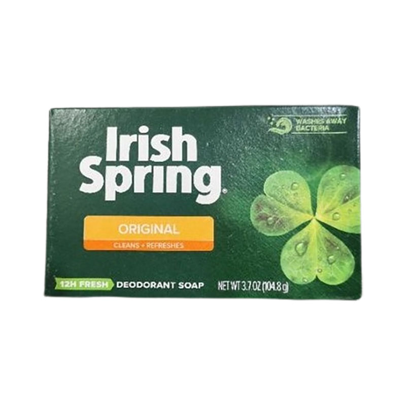 Irish Spring Original Deodorant Soap 104.8g 12-hour freshness classic scent rich lather skin moisture