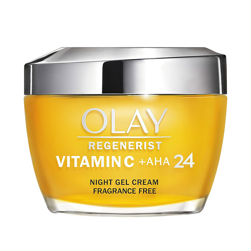 Olay Vitamin C Night Cream AHA24 Gel Moisturizer Brightening Night Cream Niacinamide Skincare Lightweight Hydrating Cream Even Skin Tone Moisturizer Radiant Skin Gel Cream