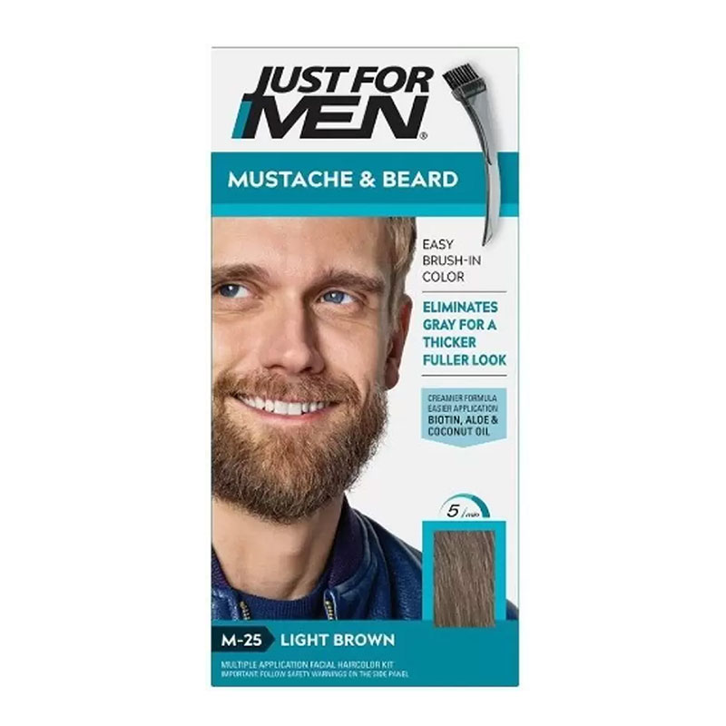 Just for Men M-25 Light Brown beard dye grey coverage facial hair colouring ammonia-free quick application