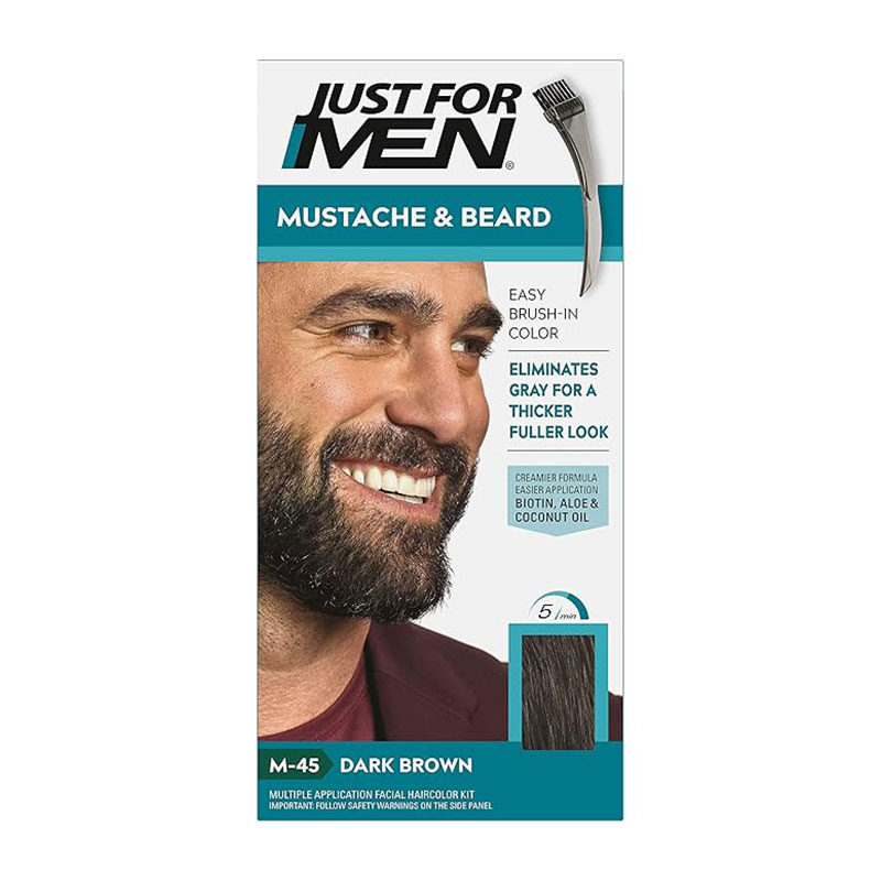 Just for Men M-45 Dark Brown Black beard dye gray coverage facial hair coloring ammonia-free quick application