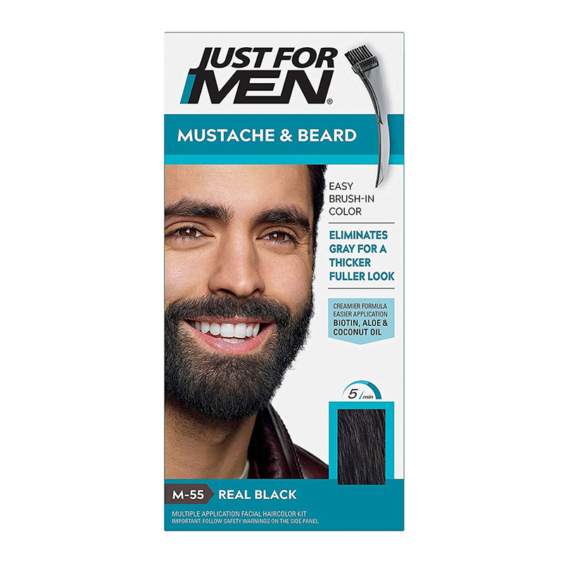 Just for Men M-55 Real Black beard dye gray coverage facial hair coloring ammonia-free quick application