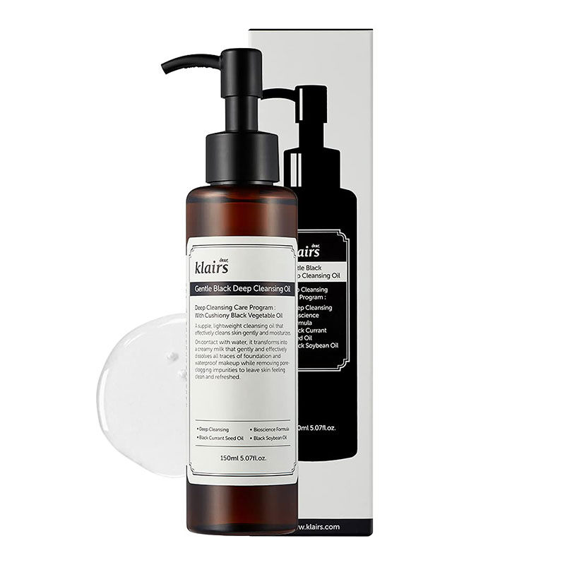 cleansing oil gentle makeup remover Klairs Gentle Black Deep Cleansing Oil sensitive skin cleanser natural oil cleanser black bean oil black sesame oil black currant seed oil