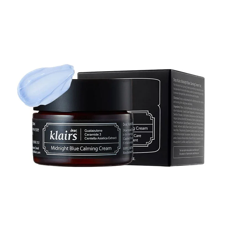 calming cream soothing night cream Klairs Midnight Blue sensitive skin care irritated skin relief Centella Asiatica cream