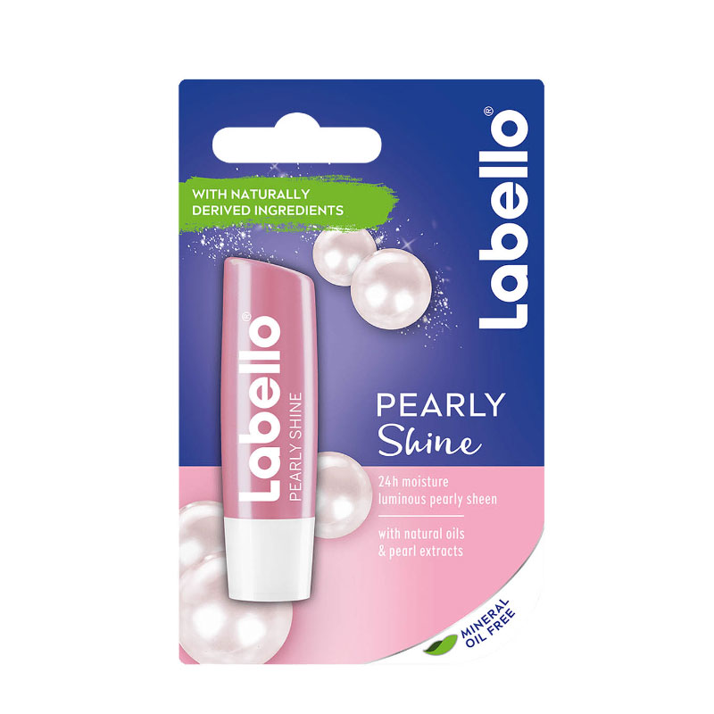 Labello Pearly Shine Lip Balm 4.8g natural oils pearl extracts silk proteins moisturising lip care pearly shimmer
