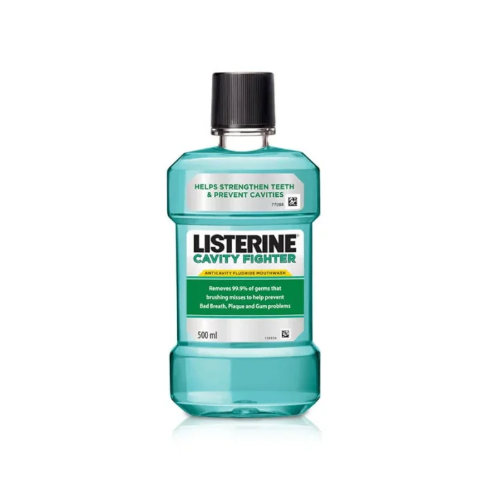 Listerine Cavity Fighter Mouthwash fluoride antiseptic oral rinse cavity prevention enamel protection 500ml