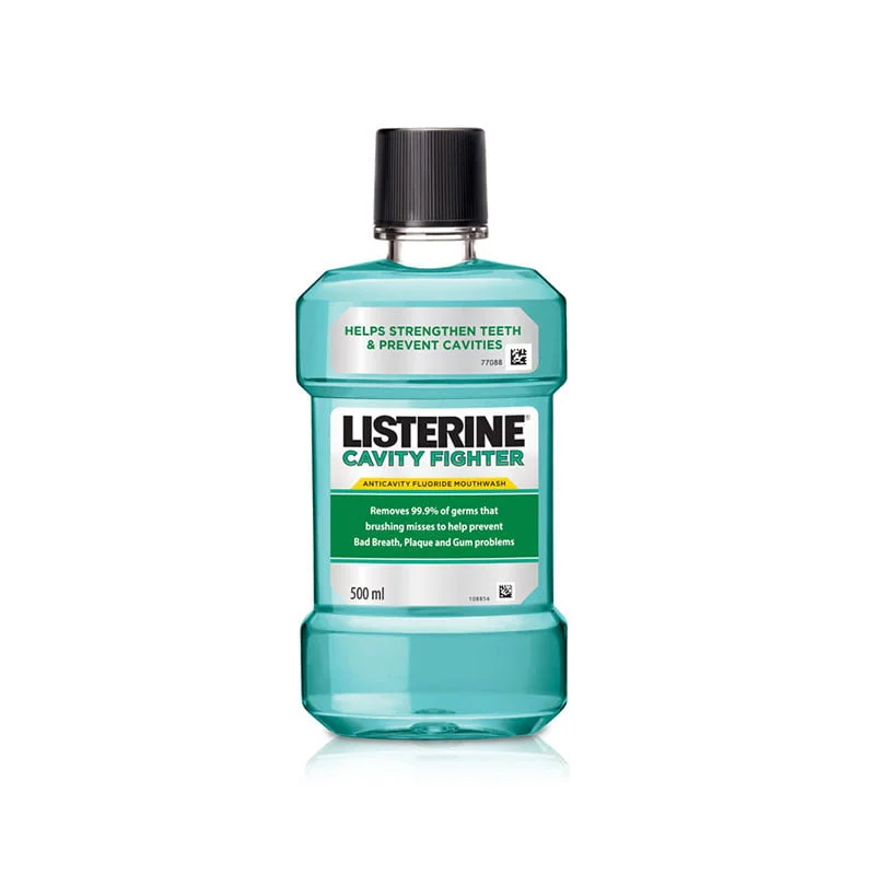 Listerine Cavity Fighter Mouthwash fluoride antiseptic oral rinse cavity prevention enamel protection 500ml