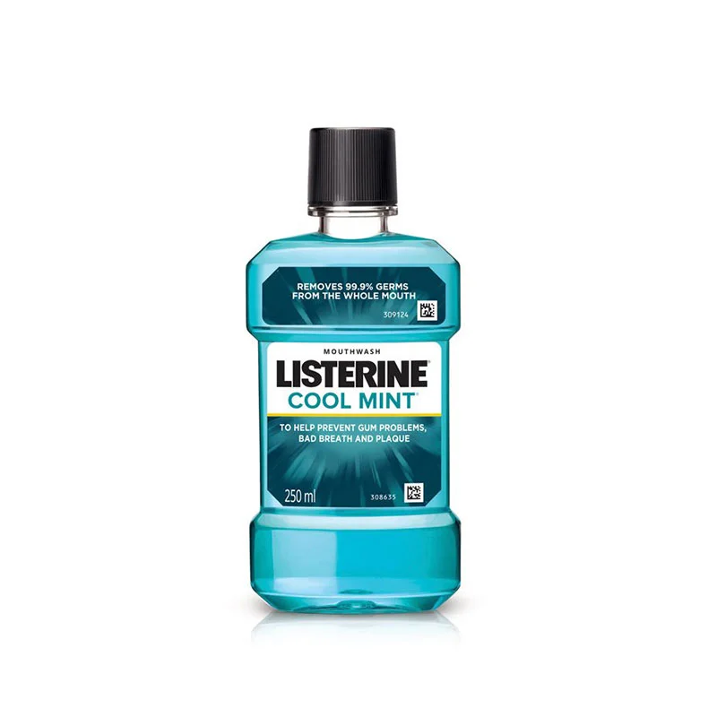 Listerine Cool Mint Mouthwash antiseptic oral rinse bad breath plaque gingivitis 250ml