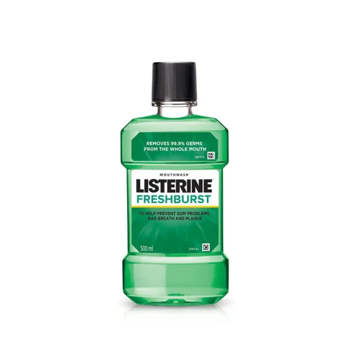 Listerine Freshburst Mouthwash antiseptic oral rinse bad breath plaque gingivitis 500ml