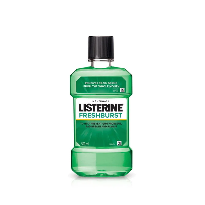 Listerine Freshburst Mouthwash antiseptic oral rinse bad breath plaque gingivitis 500ml