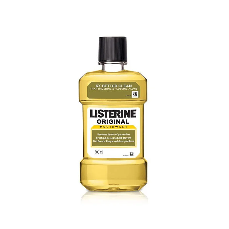 Listerine Original Mouthwash antiseptic oral rinse bad breath plaque gingivitis 500ml