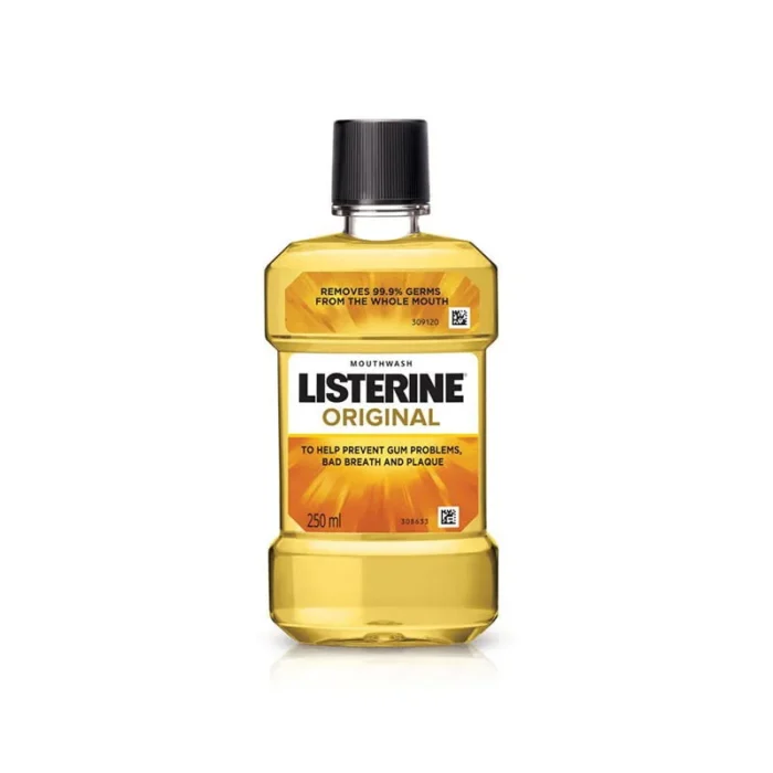 Listerine Original Mouthwash antiseptic oral rinse bad breath plaque gingivitis 250ml