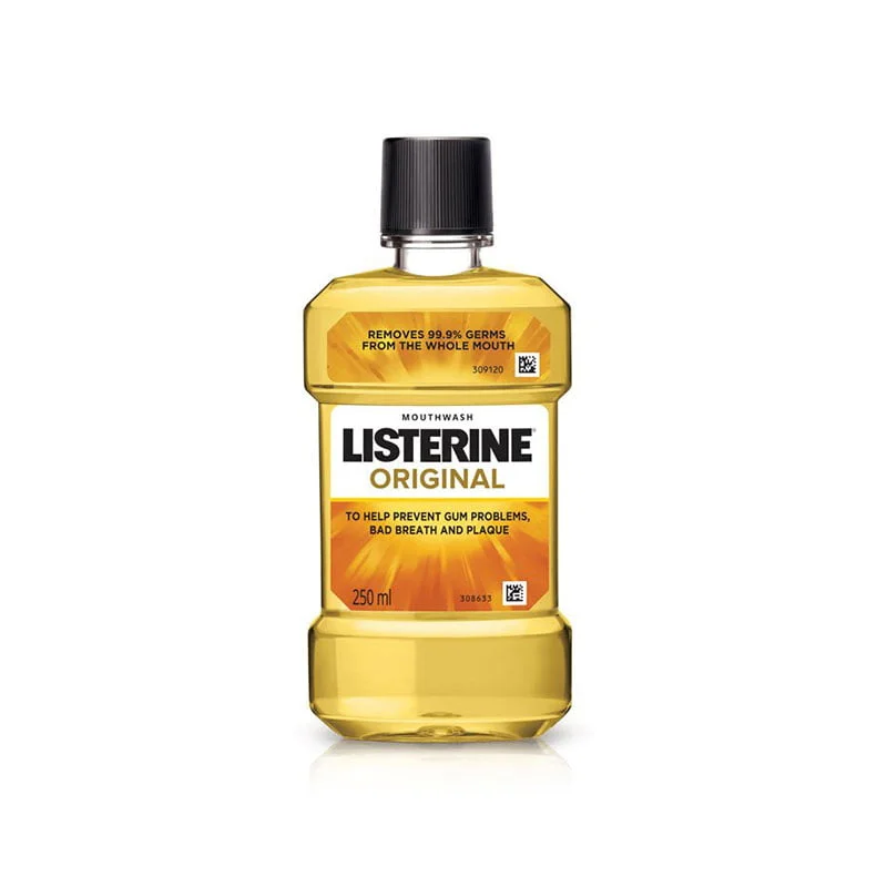 Listerine Original Mouthwash antiseptic oral rinse bad breath plaque gingivitis 250ml