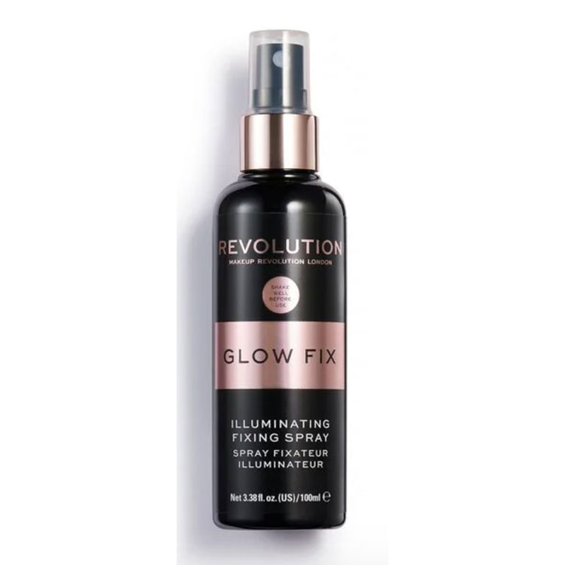 Makeup Revolution Glow Fix Illuminating Setting Spray hydrating makeup mist illuminating setting spray radiant makeup fix vegan setting spray cruelty free makeup spray