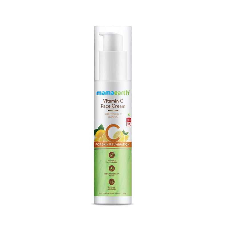 Mamaearth Vitamin C Face Cream SPF 20 skin illumination Vitamin C Niacinamide antioxidant protection UVA UVB protection