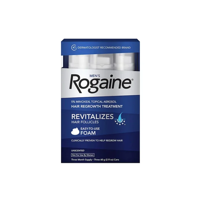 Men’s Rogaine 5% Minoxidil Foam hair regrowth treatment male pattern baldness unscented foam Tricho-Prime technology