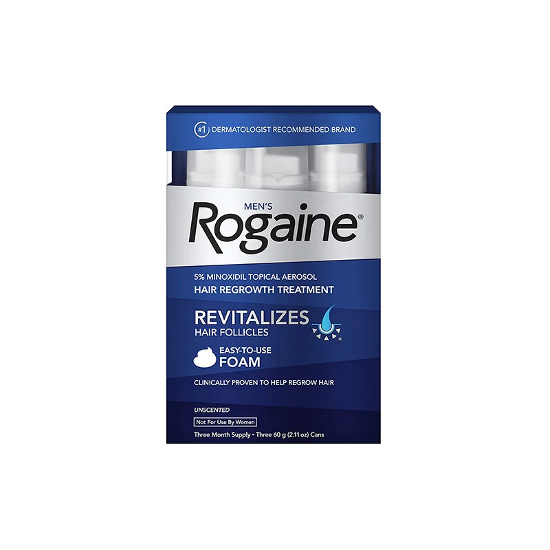 Men’s Rogaine 5% Minoxidil Foam hair regrowth treatment male pattern baldness unscented foam Tricho-Prime technology