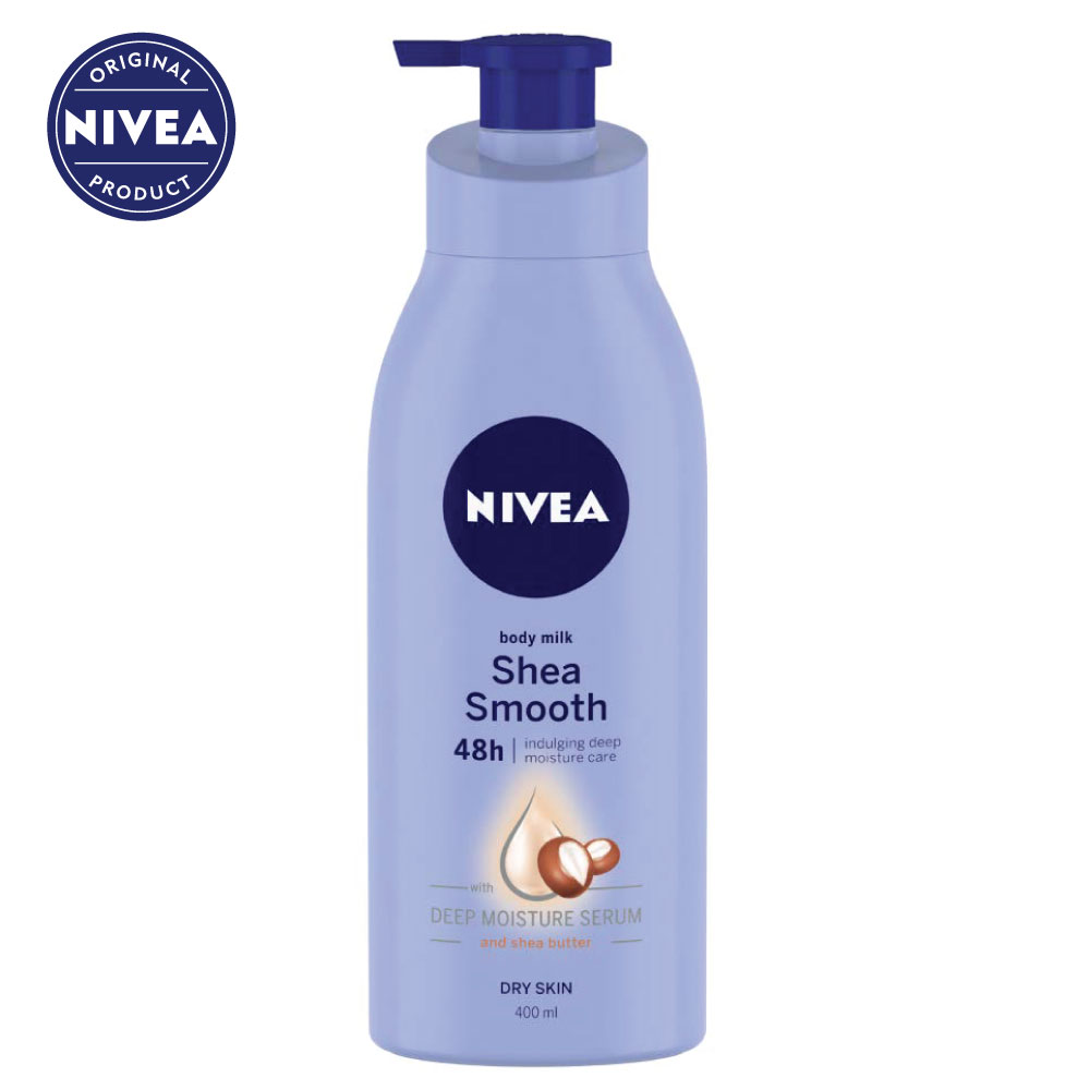 nivea body milk shea smooth shea butter dry skin deep hydration daily moisture