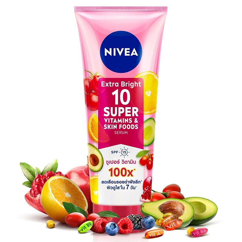 nivea extra bright serum 10 super vitamins skin foods body serum spf 15 brightening skincare